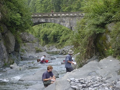 Researchers collect rock samples in South China. Photo credit: M. Kennedy, UC Riverside.