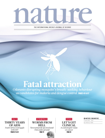 Cover of June 2 issue of <i>Nature</i>.  Image credit: <i>Nature</i>.